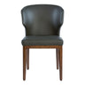Chaise de salle à manger en cuir et bois de chêne teint noyer - Tania