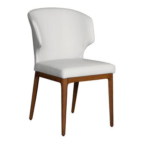 Chaise de salle à manger rembourrée en cuir avec bois de chêne teinte noyer - Tania