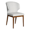 Chaise de salle à manger rembourrée en cuir et bois de chêne teint noyer - Tania