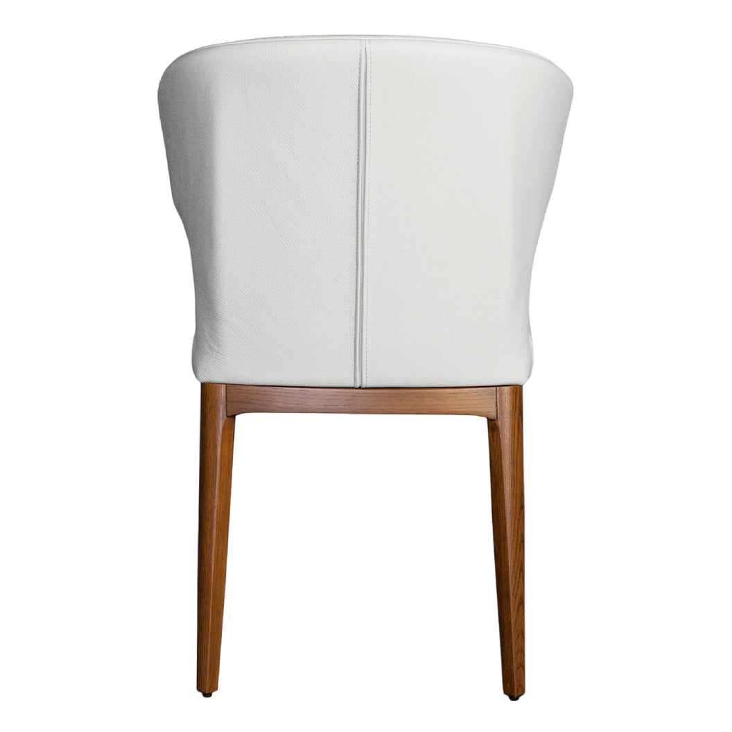 Chaise de salle à manger rembourrée en cuir avec bois de chêne teinte noyer - Tania