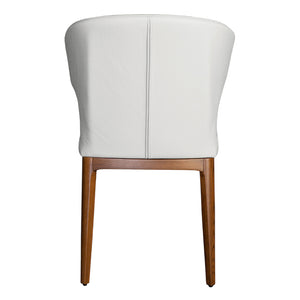 Chaise de salle à manger rembourrée en cuir avec bois de chêne teinte noyer - Tania