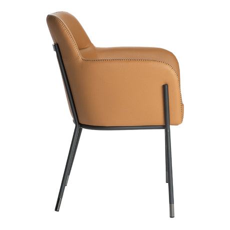 Chaise de salle à manger rembourrée aspect cuir et métal noir - Teresa