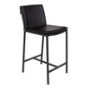 Tabouret de comptoir rembourré en cuir et métal noir - Aria