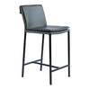 Tabouret de comptoir rembourré en cuir et métal noir - Aria