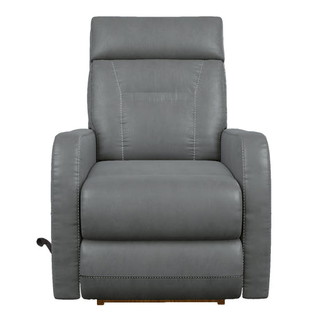 Fauteuil berçant et inclinable en cuir gris - Lennon