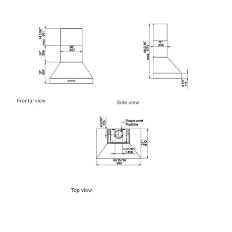 Hotte murale 36 po Inox Pyramid Pro 600 CFM - NRS