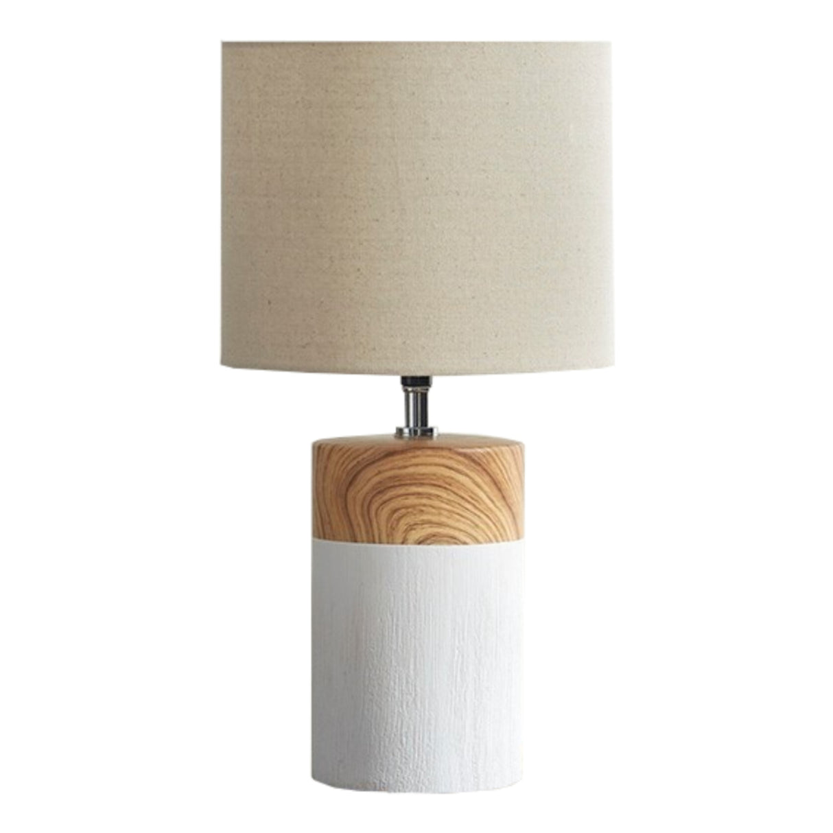 Lampe de table en bois et céramique blanche 18 po.