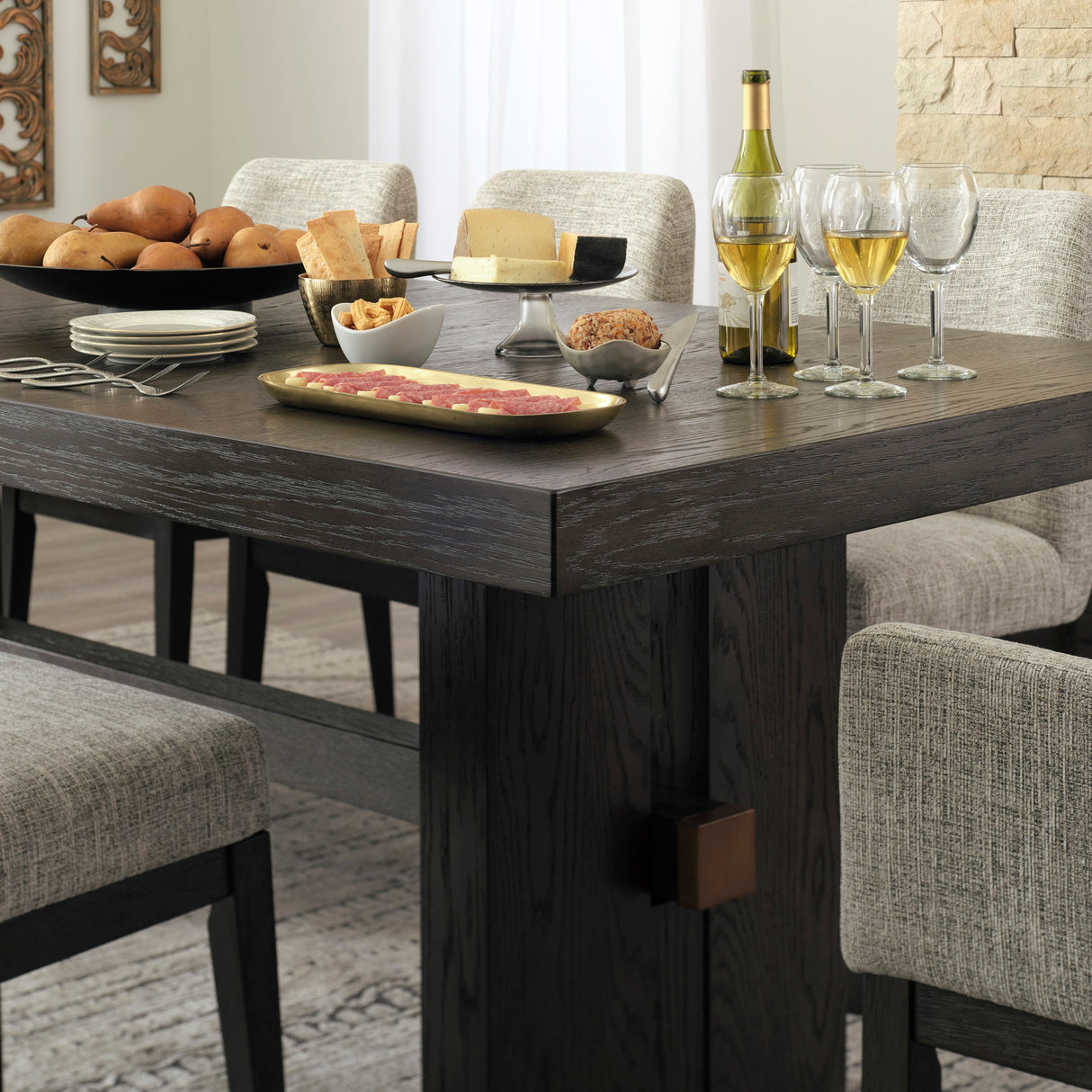 Table de salle à manger bois brune foncée extensible - Burkhaus