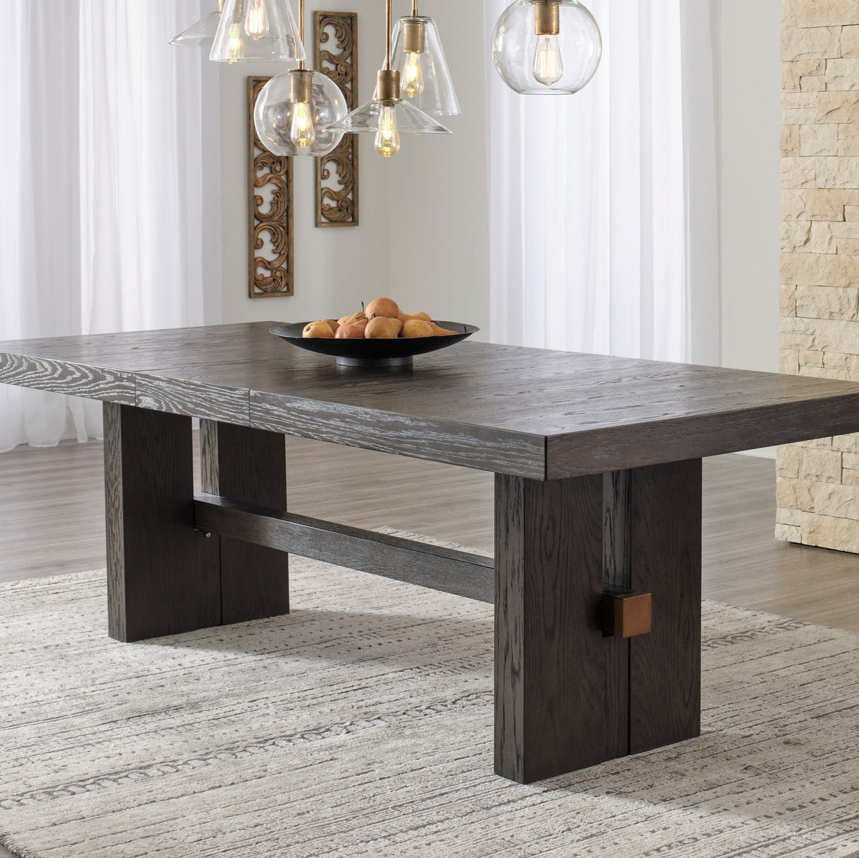 Table de salle à manger bois brune foncée extensible - Burkhaus