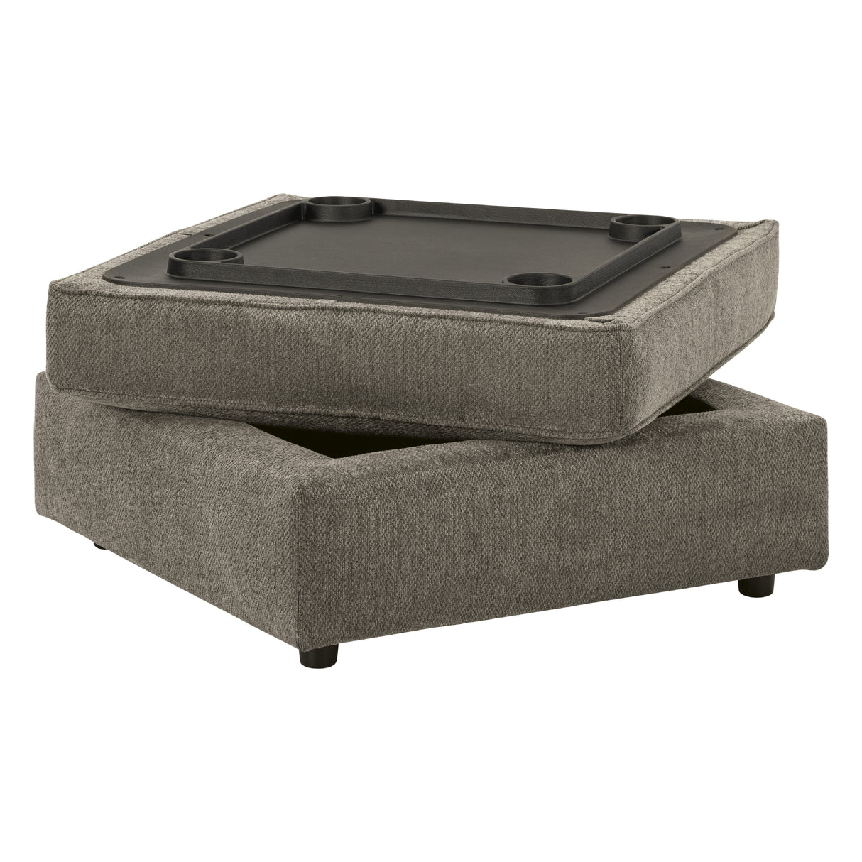 Ottoman avec rangement OPhannon en tissu gris