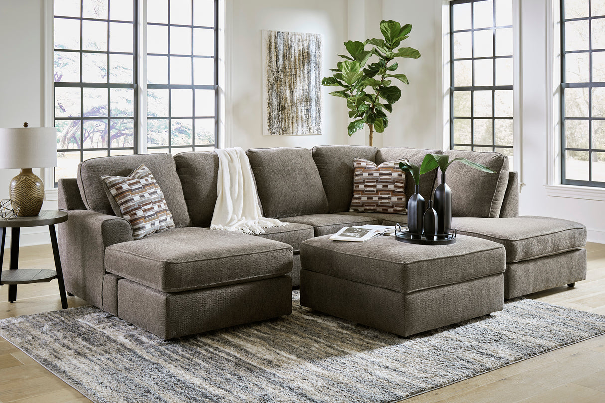 Ottoman avec rangement OPhannon en tissu gris