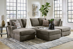 Ottoman avec rangement OPhannon en tissu gris