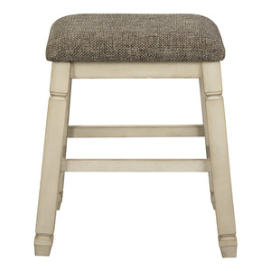 Ensemble de 2 tabourets de bar rembourrés et en bois blanc vieilli - Bolanburg