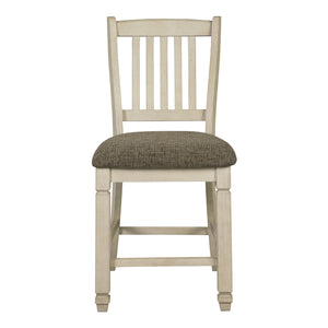 Ensemble de 2 tabourets de bar rembourrés et en bois blanc vieilli - Bolanburg