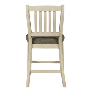 Ensemble de 2 tabourets de bar rembourrés et en bois blanc vieilli - Bolanburg