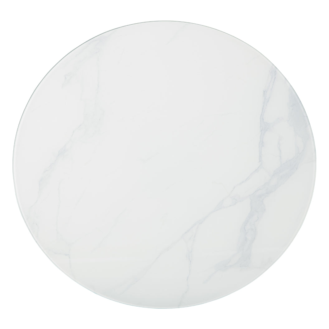 Table de salle à manger en verre marbré blanche - Barchoni