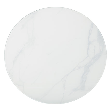 Table de salle à manger en verre marbré blanche - Barchoni