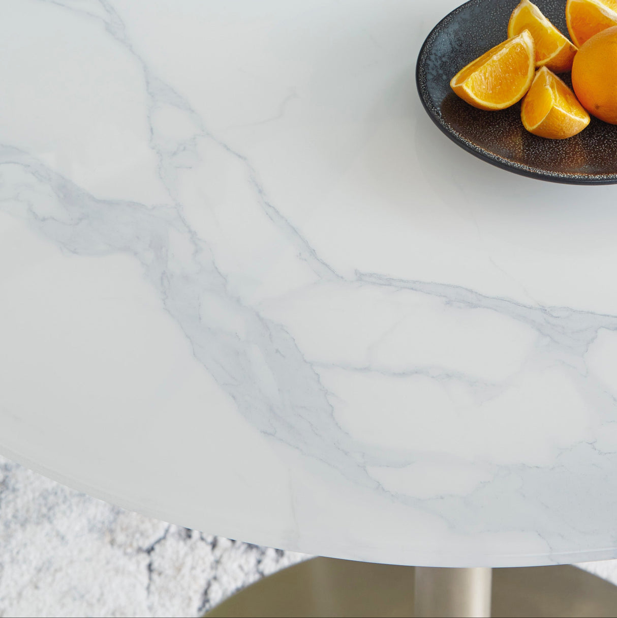Table de salle à manger en verre marbré blanche - Barchoni