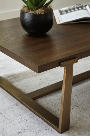 Table basse Balintmore en placage et aluminium