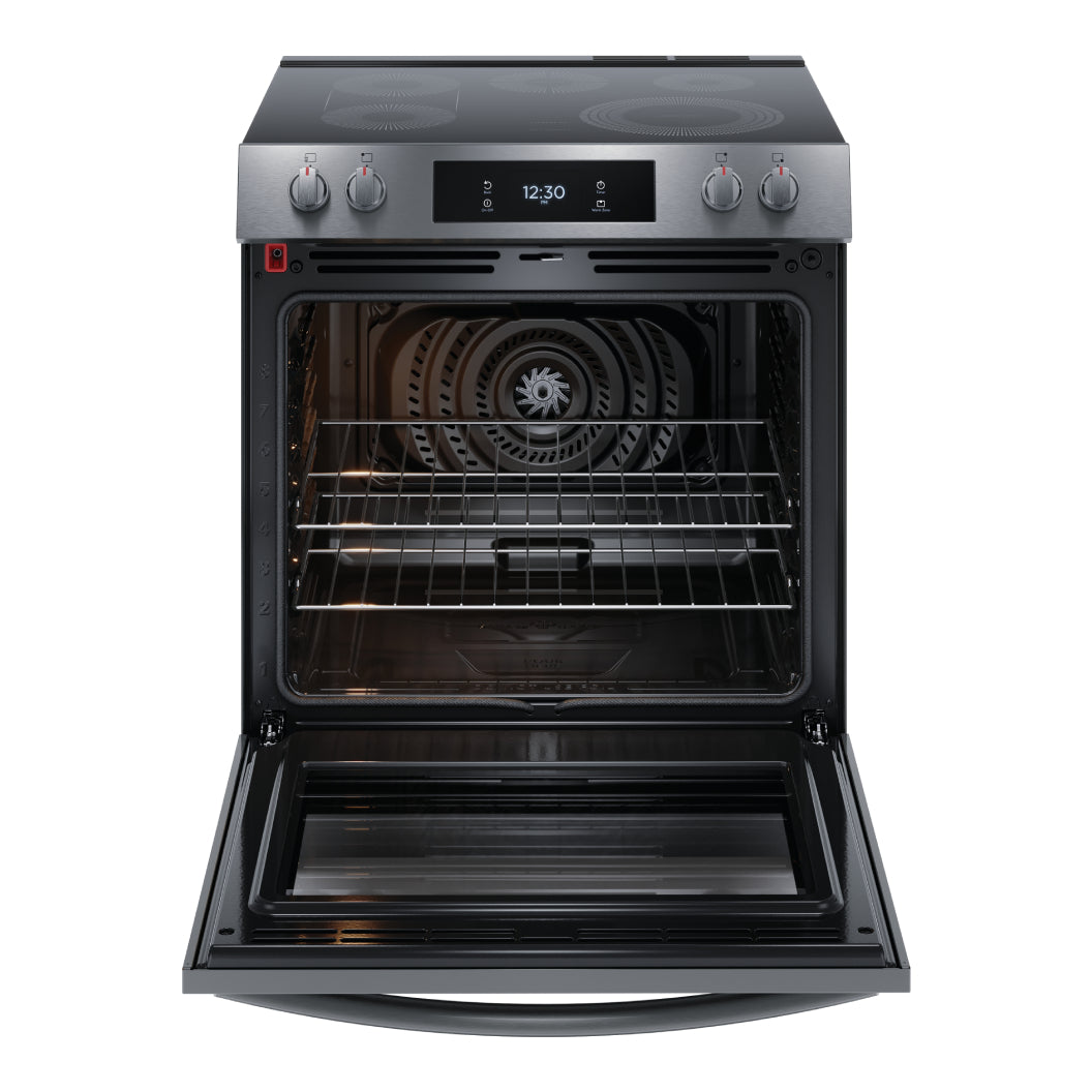 Cuisinière électrique encastrable 30 po, 6,2 pi³ Inox noir avec Convection totale, Air Fry et Sans préchauffage