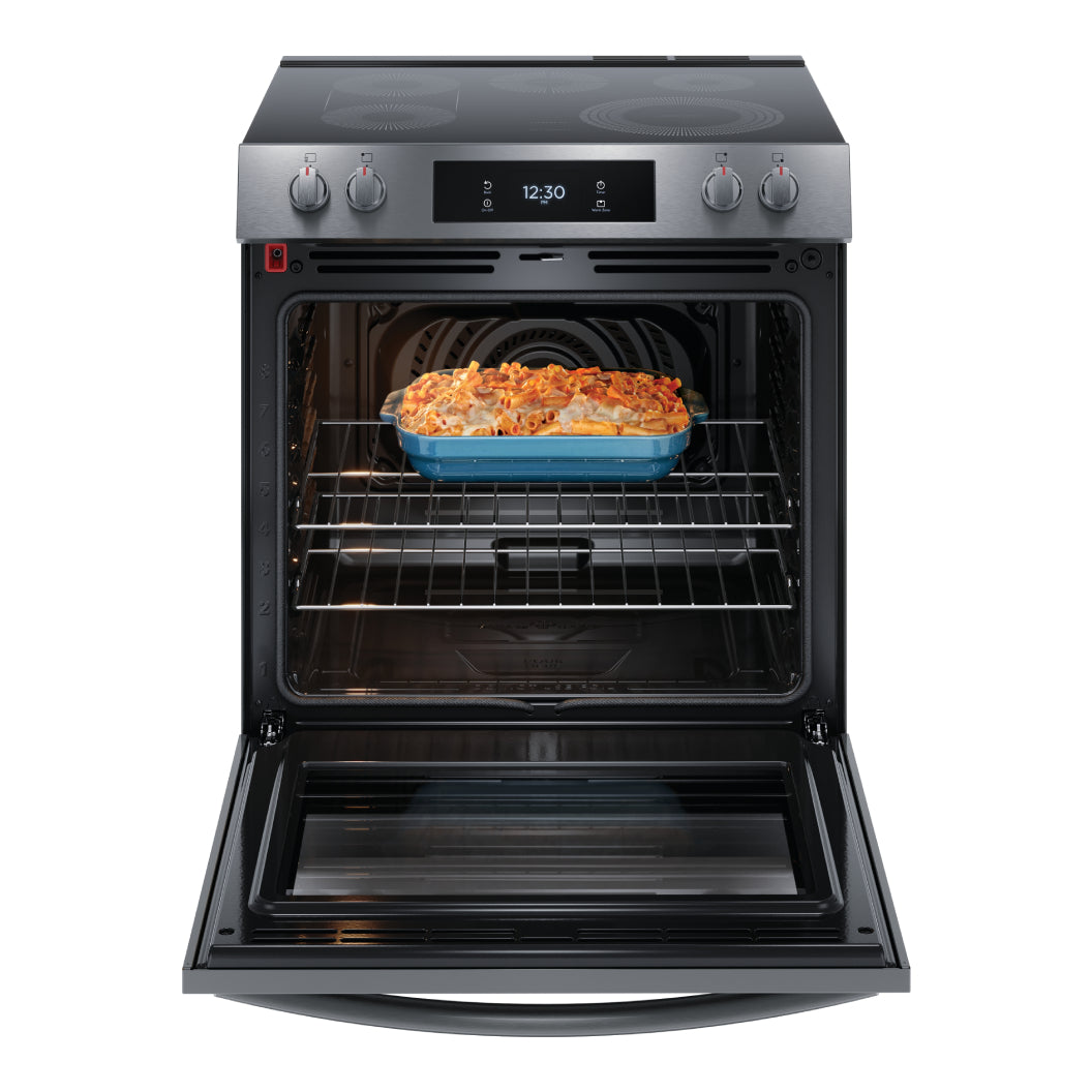 Cuisinière électrique encastrable 30 po, 6,2 pi³ Inox noir avec Convection totale, Air Fry et Sans préchauffage