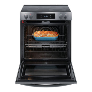Cuisinière électrique encastrable 30 po, 6,2 pi³ Inox noir avec Convection totale, Air Fry et Sans préchauffage