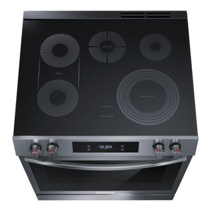 Cuisinière électrique encastrable 30 po, 6,2 pi³ Inox noir avec Convection totale, Air Fry et Sans préchauffage