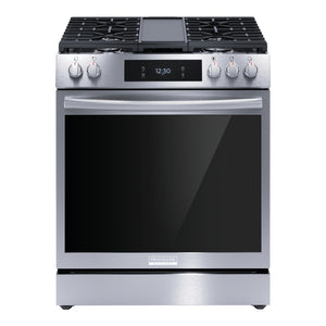 Cuisinière au gaz 30 po, 6,0 pi³ Inox avec Convection totale, Air Fry et plaque de cuisson intégrée