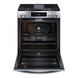 Cuisinière au gaz 30 po, 6,0 pi³ Inox avec Convection totale, Air Fry et plaque de cuisson intégrée