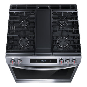 Cuisinière au gaz 30 po, 6,0 pi³ Inox avec Convection totale, Air Fry et plaque de cuisson intégrée