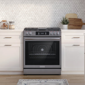 Cuisinière au gaz 30 po, 6,0 pi³ Inox avec Convection totale, Air Fry et plaque de cuisson intégrée
