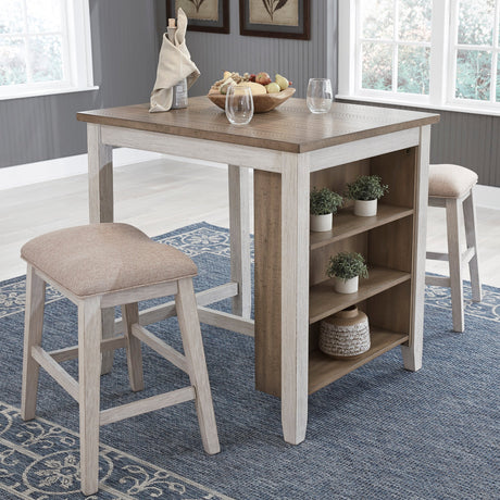 Ensemble de salle à manger bistro en bois bicolore avec 2 tabourets - Skempton