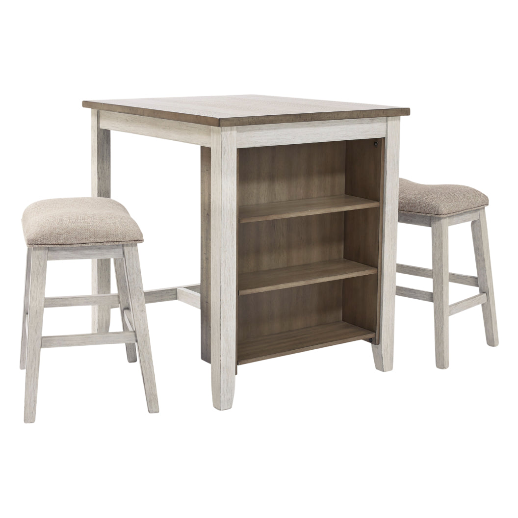 Ensemble de salle à manger bistro en bois bicolore avec 2 tabourets - Skempton
