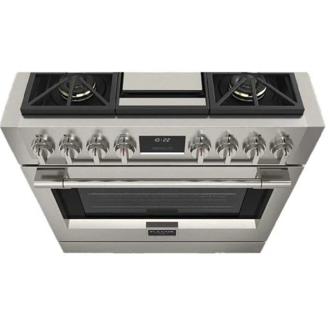 Cuisinière au gaz autoportante 36 po, 5,2 pi³ Inox - Sofia Pro avec 4 brûleurs et une plaque centrale