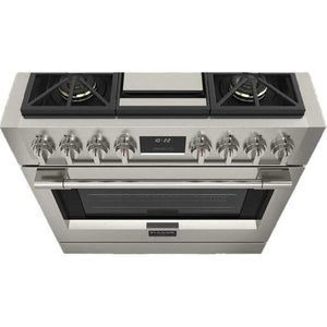 Cuisinière au gaz autoportante 36 po, 5,2 pi³ Inox - Sofia Pro avec 4 brûleurs et une plaque centrale