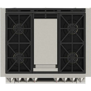 Cuisinière au gaz autoportante 36 po, 5,2 pi³ Inox - Sofia Pro avec 4 brûleurs et une plaque centrale