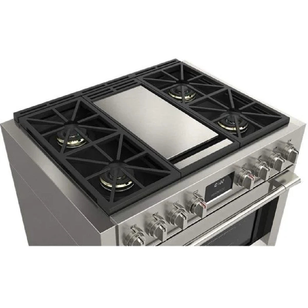 Cuisinière au gaz autoportante 36 po, 5,2 pi³ Inox - Sofia Pro avec 4 brûleurs et une plaque centrale