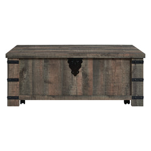 Table basse en bois/MDF brun rustique avec plateau relevable - Hollum