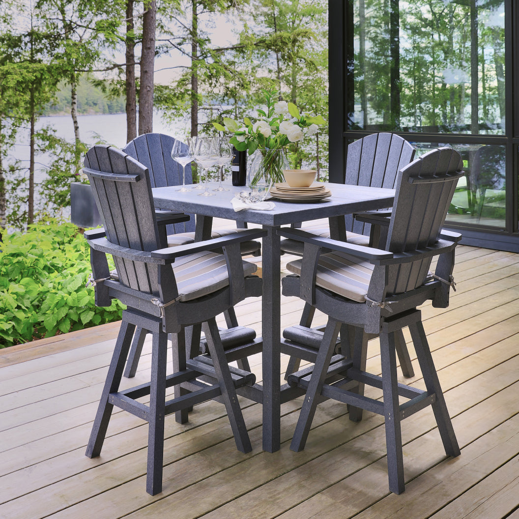 Chaise de salle à manger pub extérieure pivotante en plastique recyclé - C25