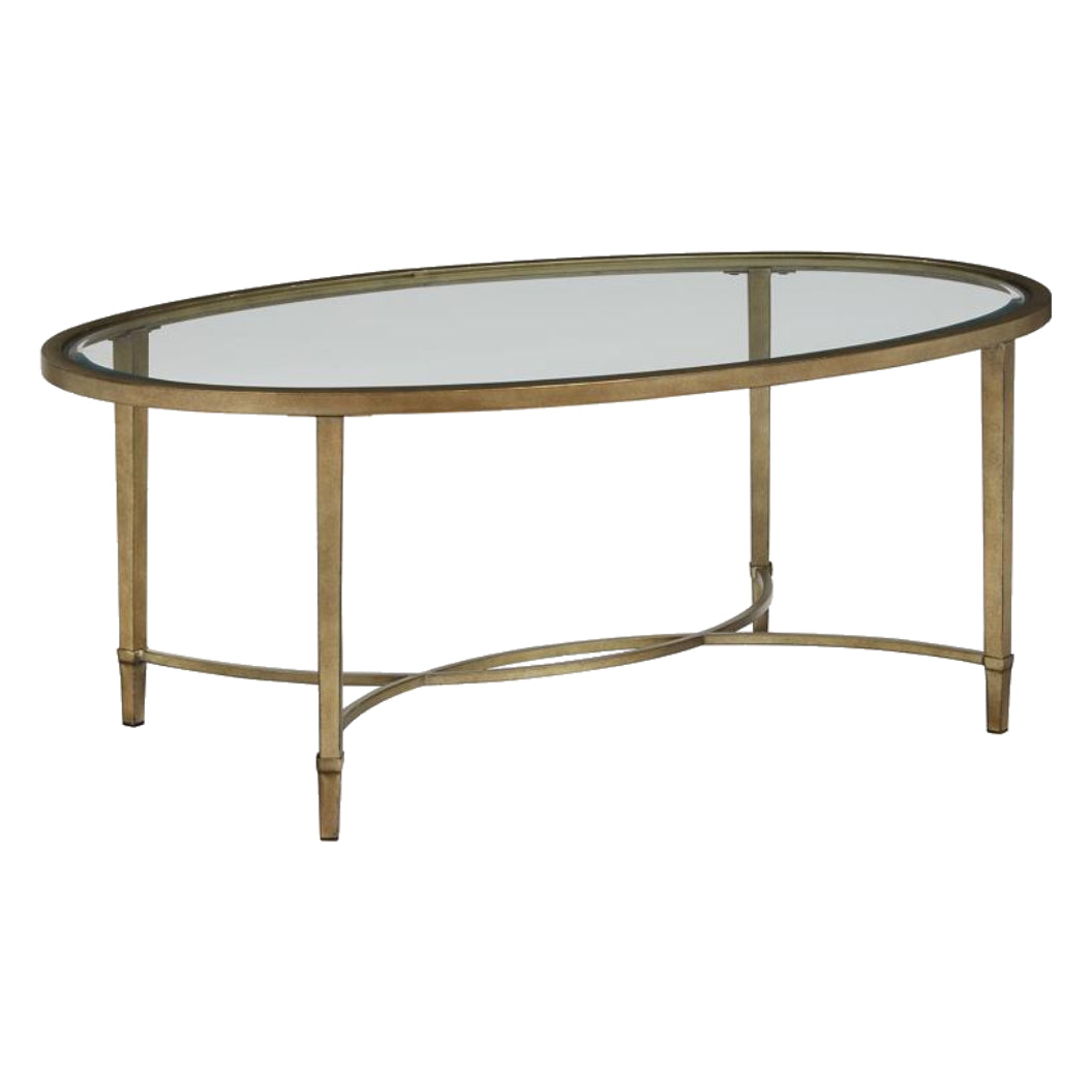Table basse Copia en verre et métal argenté