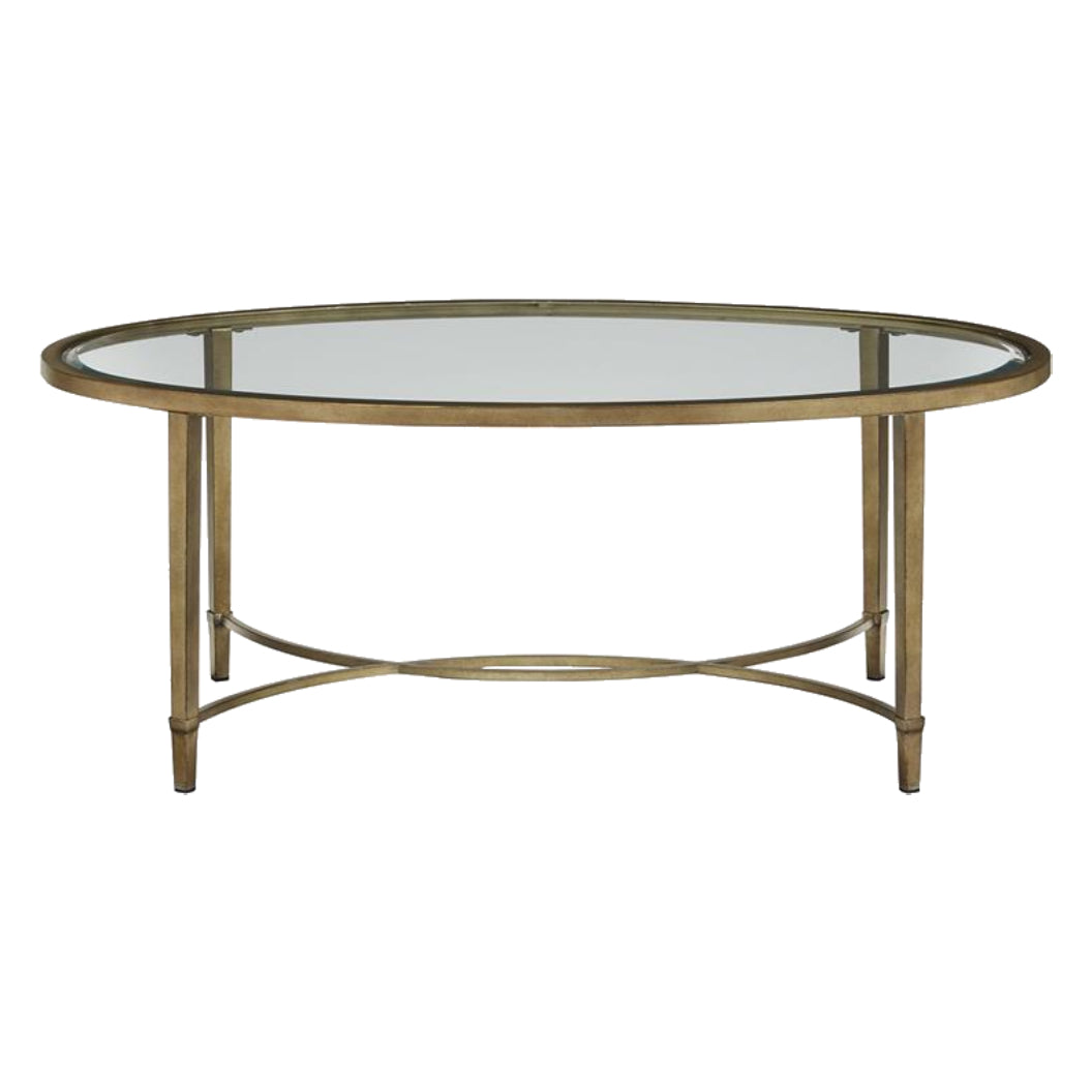 Table basse Copia en verre et métal argenté