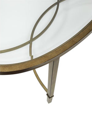 Table basse Copia en verre et métal argenté