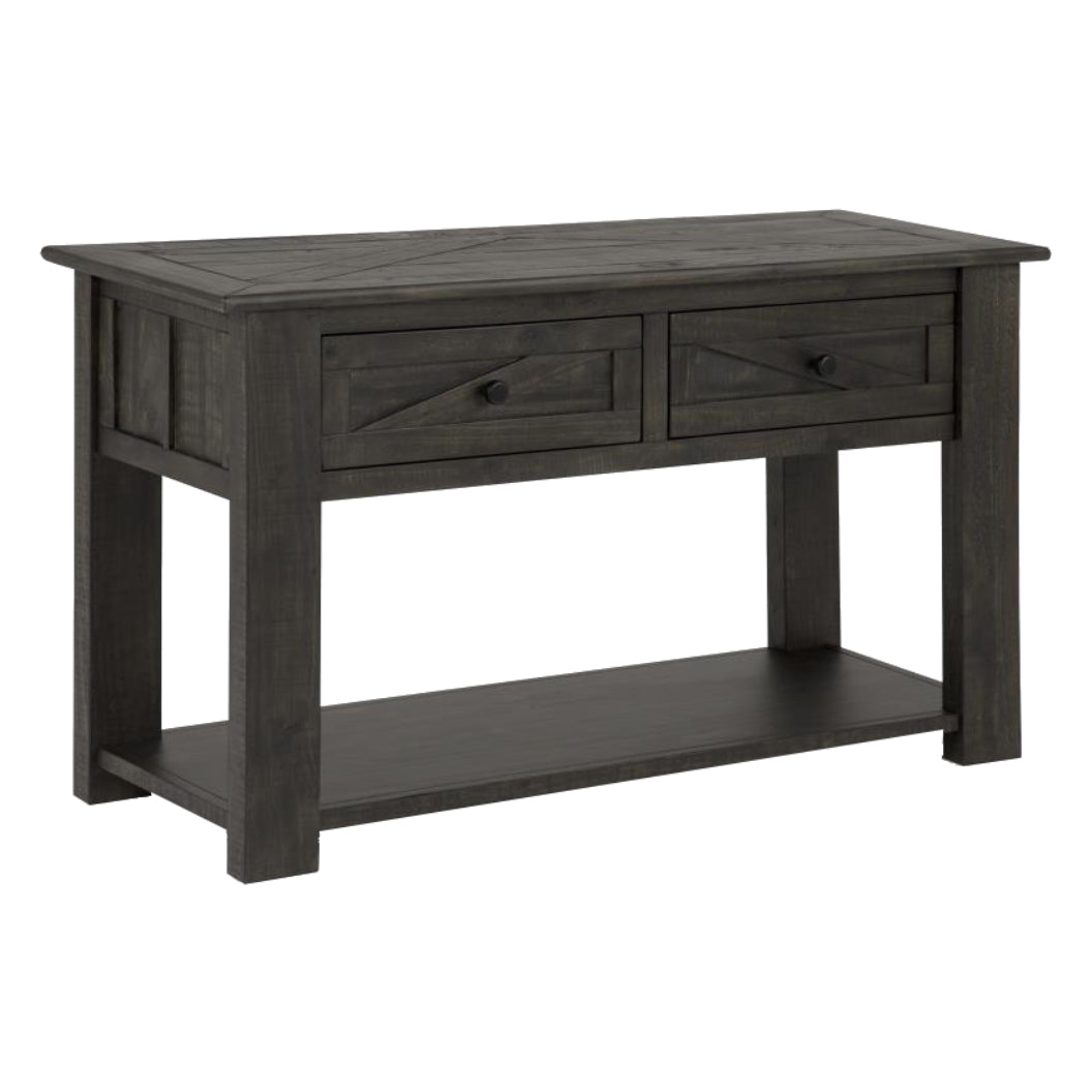 Table console Garrett en bois et métal gris foncé