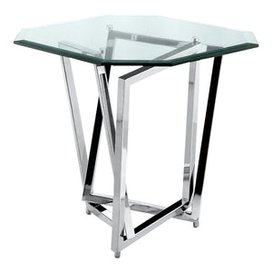 Table de bout Lenox Square en verre et métal inox