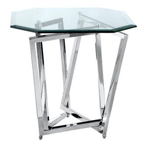 Table de bout Lenox Square en verre et métal inox