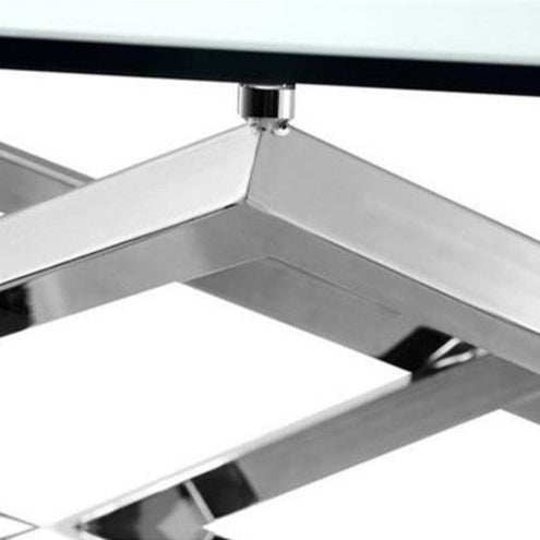 Table de bout Lenox Square en verre et métal inox