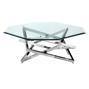 Table basse Lenox Square en verre et métal inox
