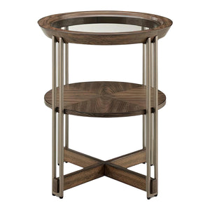 Table de bout Elora en verre et en bois noyer