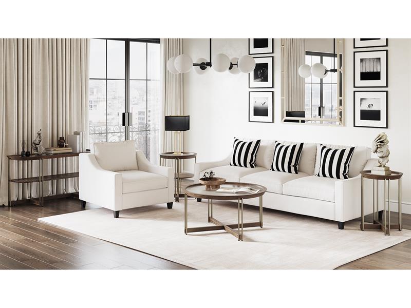 Table accent Elora en verre et en bois noyer