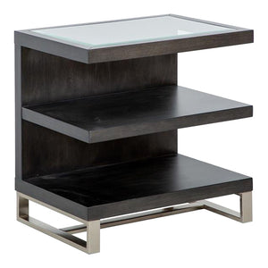 Table de bout Langston en verre, bois et métal